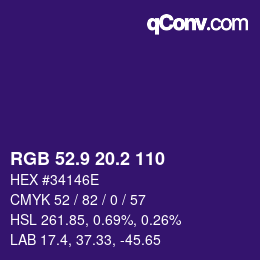 カラーコード: RGB 52.9 20.2 110 | qconv.com