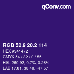 カラーコード: RGB 52.9 20.2 114 | qconv.com