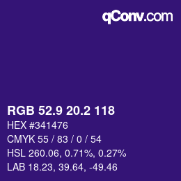 カラーコード: RGB 52.9 20.2 118 | qconv.com