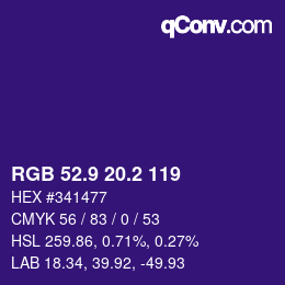 カラーコード: RGB 52.9 20.2 119 | qconv.com