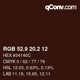 Color code: RGB 52.9 20.2 12 | qconv.com