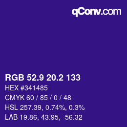 カラーコード: RGB 52.9 20.2 133 | qconv.com