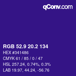 カラーコード: RGB 52.9 20.2 134 | qconv.com
