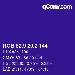 カラーコード: RGB 52.9 20.2 144 | qconv.com