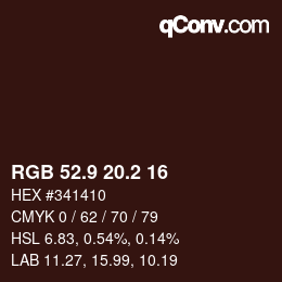 カラーコード: RGB 52.9 20.2 16 | qconv.com