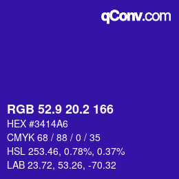 カラーコード: RGB 52.9 20.2 166 | qconv.com
