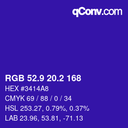 カラーコード: RGB 52.9 20.2 168 | qconv.com