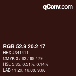 カラーコード: RGB 52.9 20.2 17 | qconv.com