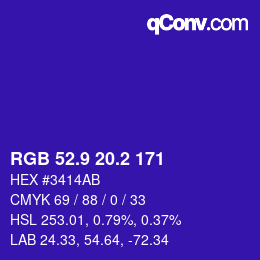 カラーコード: RGB 52.9 20.2 171 | qconv.com