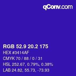 カラーコード: RGB 52.9 20.2 175 | qconv.com