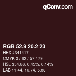 カラーコード: RGB 52.9 20.2 23 | qconv.com