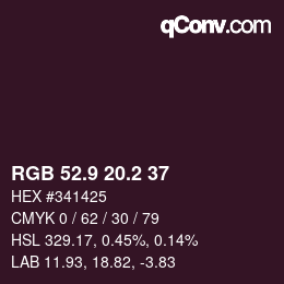 カラーコード: RGB 52.9 20.2 37 | qconv.com