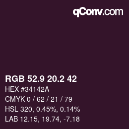 カラーコード: RGB 52.9 20.2 42 | qconv.com