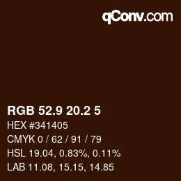 Color code: RGB 52.9 20.2 5 | qconv.com