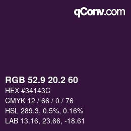 カラーコード: RGB 52.9 20.2 60 | qconv.com