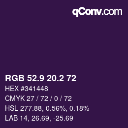カラーコード: RGB 52.9 20.2 72 | qconv.com