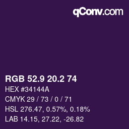 カラーコード: RGB 52.9 20.2 74 | qconv.com