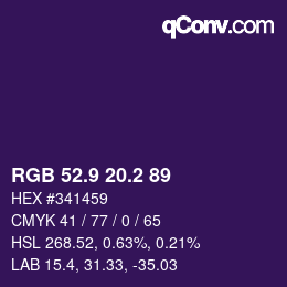 Farbcode: RGB 52.9 20.2 89 | qconv.com