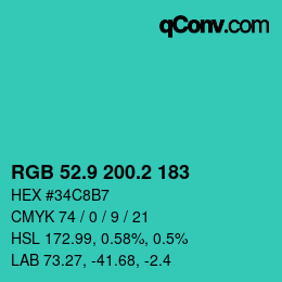 Color code: RGB 52.9 200.2 183 | qconv.com