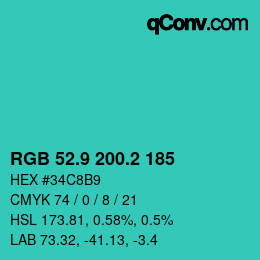 カラーコード: RGB 52.9 200.2 185 | qconv.com