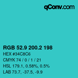 Color code: RGB 52.9 200.2 198 | qconv.com