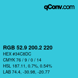 カラーコード: RGB 52.9 200.2 220 | qconv.com