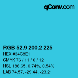 カラーコード: RGB 52.9 200.2 225 | qconv.com