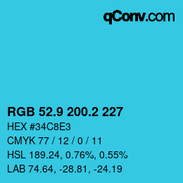 カラーコード: RGB 52.9 200.2 227 | qconv.com