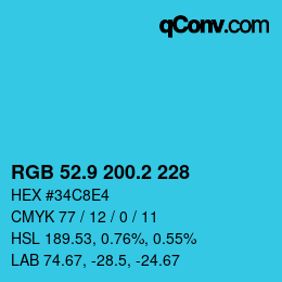 カラーコード: RGB 52.9 200.2 228 | qconv.com