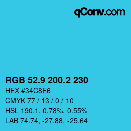 カラーコード: RGB 52.9 200.2 230 | qconv.com