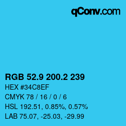 カラーコード: RGB 52.9 200.2 239 | qconv.com
