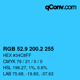 Color code: RGB 52.9 200.2 255 | qconv.com