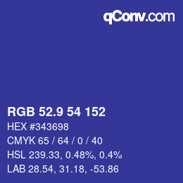 カラーコード: RGB 52.9 54 152 | qconv.com