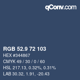 カラーコード: RGB 52.9 72 103 | qconv.com