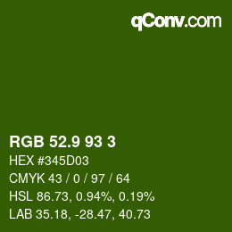カラーコード: RGB 52.9 93 3 | qconv.com