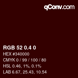 カラーコード: RGB 52 0.4 0 | qconv.com