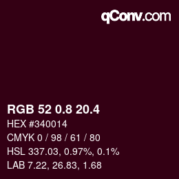 カラーコード: RGB 52 0.8 20.4 | qconv.com