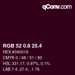 カラーコード: RGB 52 0.8 25.4 | qconv.com