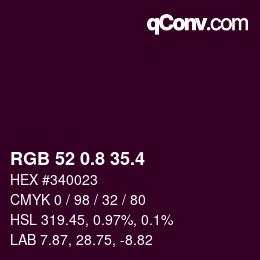 カラーコード: RGB 52 0.8 35.4 | qconv.com