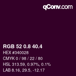 カラーコード: RGB 52 0.8 40.4 | qconv.com