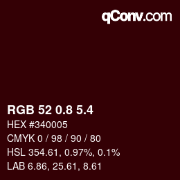 カラーコード: RGB 52 0.8 5.4 | qconv.com