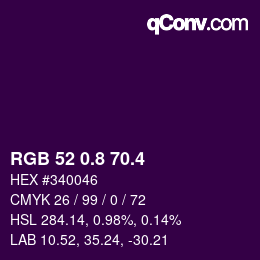 カラーコード: RGB 52 0.8 70.4 | qconv.com