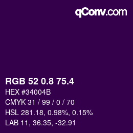 カラーコード: RGB 52 0.8 75.4 | qconv.com