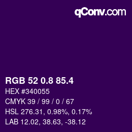 カラーコード: RGB 52 0.8 85.4 | qconv.com