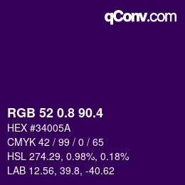 カラーコード: RGB 52 0.8 90.4 | qconv.com