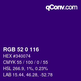 カラーコード: RGB 52 0 116 | qconv.com