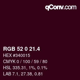 カラーコード: RGB 52 0 21.4 | qconv.com