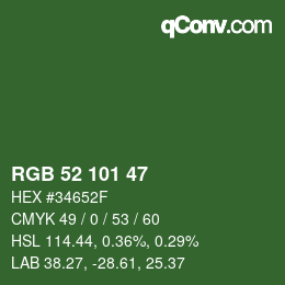 Farbcode: RGB 52 101 47 | qconv.com