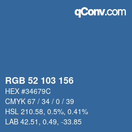 Color code: RGB 52 103 156 | qconv.com