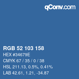 颜色代码: RGB 52 103 158 | qconv.com